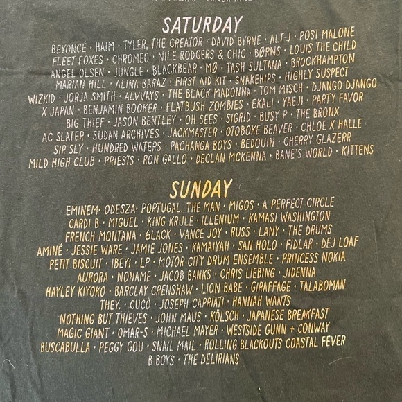 2018 Coachella Festival Tank Top, Artists Named on Back, Size Small. - Picture 2 of 6
